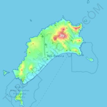 Mapa topográfico Porto Santo, altitud, relieve
