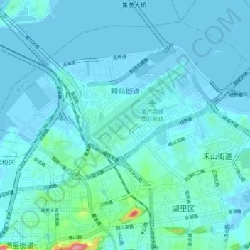 Mapa topográfico 殿前街道, altitud, relieve