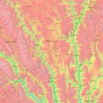 Mapa topográfico Markam County, altitud, relieve