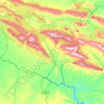 Mapa topográfico Fuencaliente, altitud, relieve