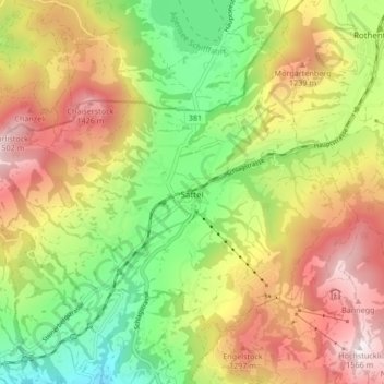 Mapa topográfico Sattel, altitud, relieve