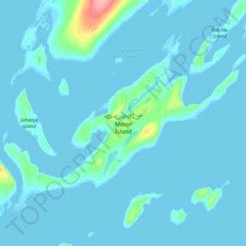 Mapa topográfico Mavor Island, altitud, relieve