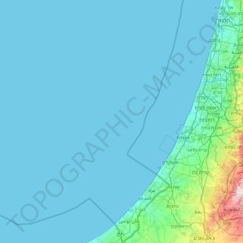 Mapa topográfico Territorios Palestinos, altitud, relieve