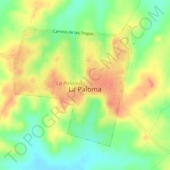 Mapa topográfico La Paloma, altitud, relieve