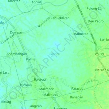 Mapa topográfico Basista, altitud, relieve
