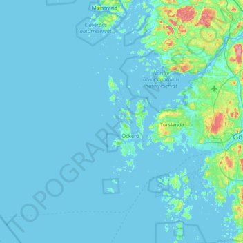 Mapa topográfico Öckerö kommun, altitud, relieve
