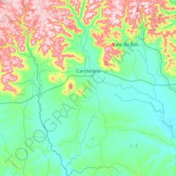 Mapa topográfico Candelária, altitud, relieve