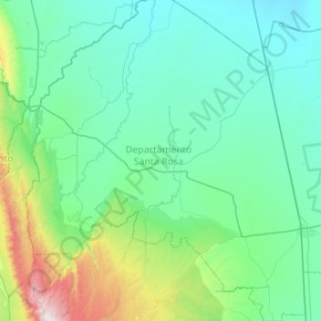 Mapa topográfico Departamento Santa Rosa, altitud, relieve