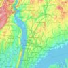 Mapa topográfico Westchester, altitud, relieve
