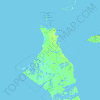 Mapa topográfico North Andros, altitud, relieve