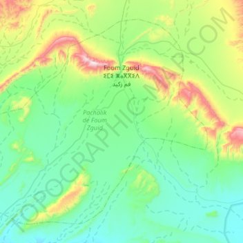Mapa topográfico Foum Zguid, altitud, relieve