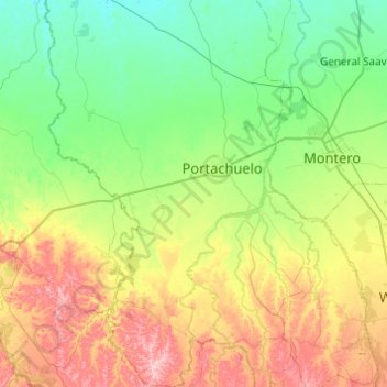 Mapa topográfico Portachuelo, altitud, relieve