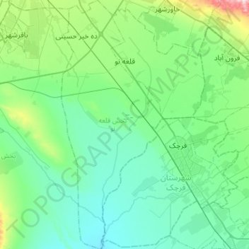 Mapa topográfico Qaleh Now District, altitud, relieve