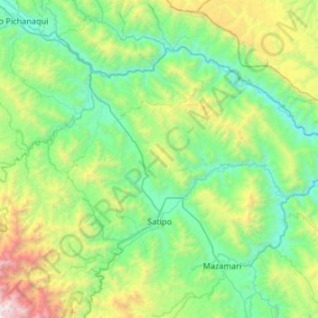 Mapa topográfico Satipo, altitud, relieve