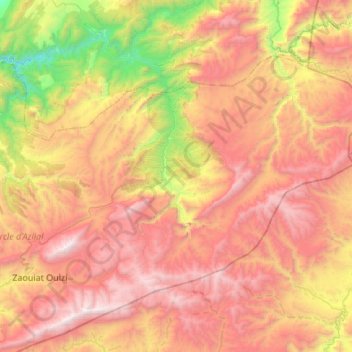 Mapa topográfico Zaouiat Ahansal, altitud, relieve