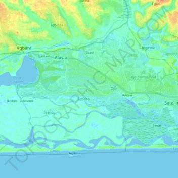 Mapa topográfico Ojo, altitud, relieve