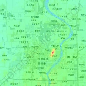 Mapa topográfico 奎聚街道, altitud, relieve