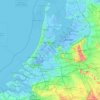 Mapa topográfico West-Nederland, altitud, relieve