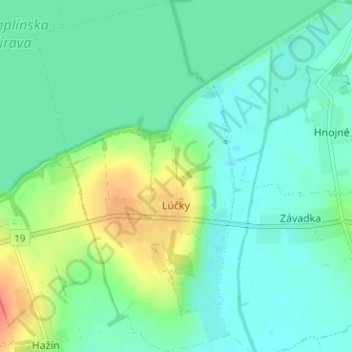 Mapa topográfico Lúčky, altitud, relieve