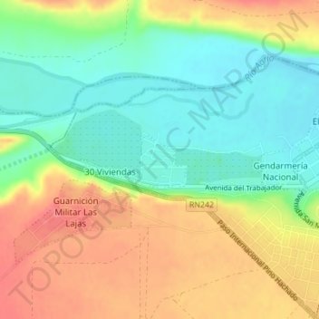 Mapa topográfico Las Lajitas, altitud, relieve