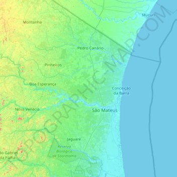 Mapa topográfico Microrregião São Mateus, altitud, relieve