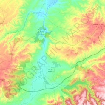 Mapa topográfico Ait Siberne, altitud, relieve