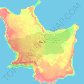 Mapa topográfico Maré Island, altitud, relieve