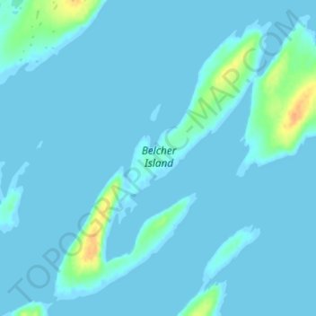 Mapa topográfico Belcher Island, altitud, relieve