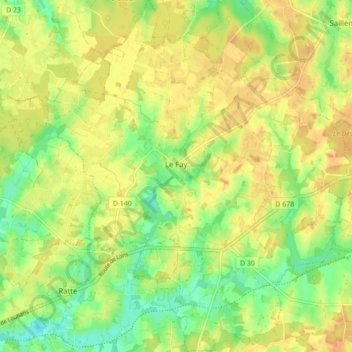 Mapa topográfico Le Fay, altitud, relieve
