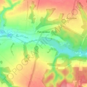 Mapa topográfico Писарівка, altitud, relieve