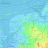 Mapa topográfico Arrondissement Noord-Nederland, altitud, relieve