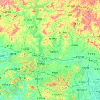 Mapa topográfico Qianxi County, altitud, relieve