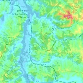 Mapa topográfico Cipó-Guaçu, altitud, relieve