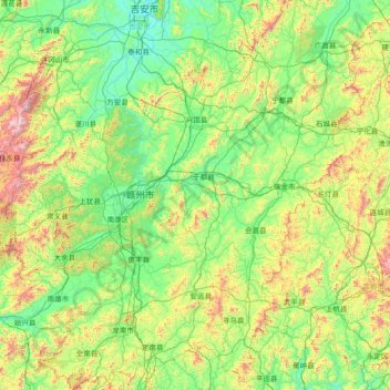 Mapa topográfico Ganzhou, altitud, relieve