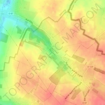 Mapa topográfico Eth, altitud, relieve