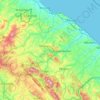 Mapa topográfico Pesaro und Urbino, altitud, relieve