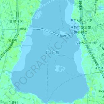 Mapa topográfico 昆承湖, altitud, relieve