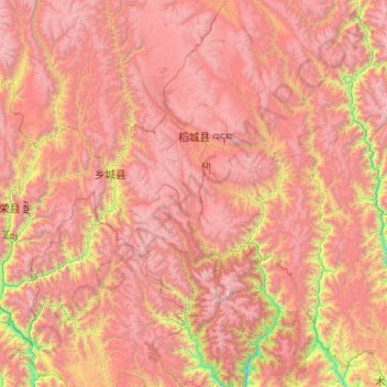 Mapa topográfico Daocheng County, altitud, relieve
