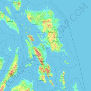Mapa topográfico Eastern Visayas, altitud, relieve