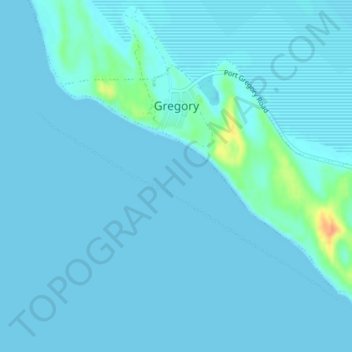 Mapa topográfico Gregory, altitud, relieve