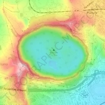 Mapa topográfico Riserva Naturale Cratere degli Astroni, altitud, relieve