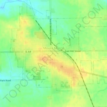 Mapa topográfico Mount Morris, altitud, relieve