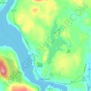 Mapa topográfico Bucksport (CDP), altitud, relieve