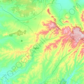 Mapa topográfico Coolah, altitud, relieve