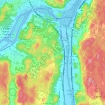 Mapa topográfico Rödbo, altitud, relieve