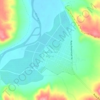 Mapa topográfico Bajada del Agrio, altitud, relieve