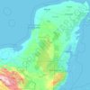 Mapa topográfico Península de Yucatán, altitud, relieve