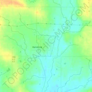 Mapa topográfico Kendrick, altitud, relieve