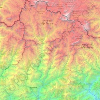 Mapa topográfico सोलुखुम्बु, altitud, relieve
