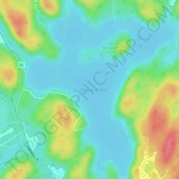 Mapa topográfico St. Nora Lake, altitud, relieve
